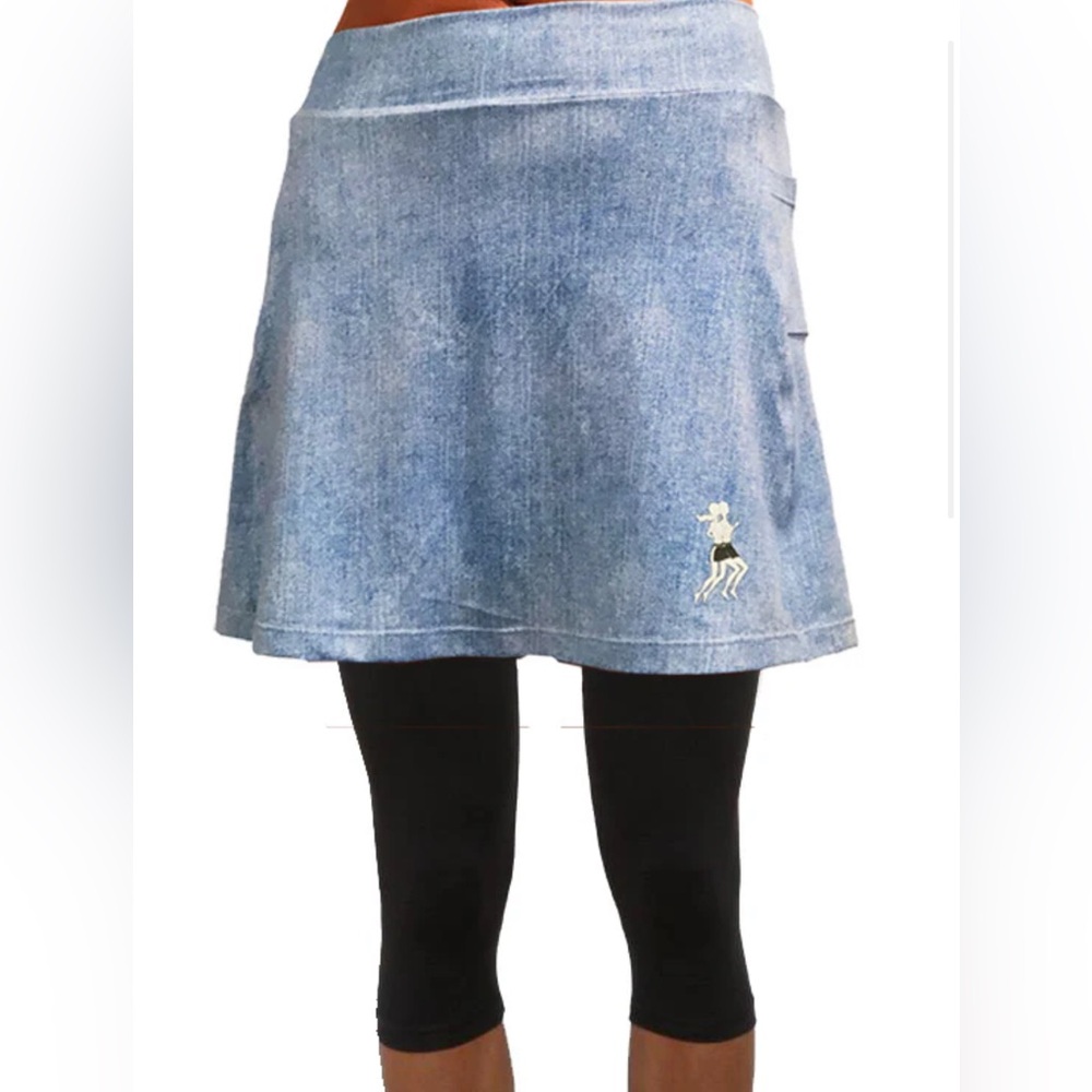 Blue Denim Capri Running Skirt NEW NWT